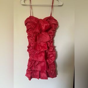 Arden B Pink Strapless Ruffle Mini Dress